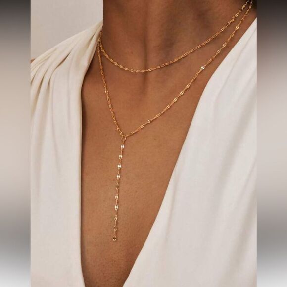 boho Gold Chain Necklace A1496 - Picture 2 of 4